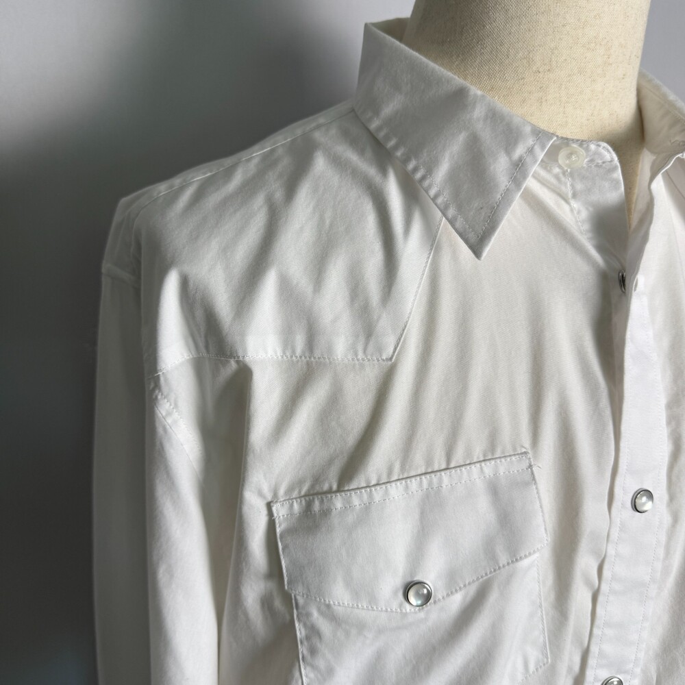 Gibson Men's XXL Western Shirt Solid White Pearl Snap Buttons Chest Pockets - Picture 4 of 15